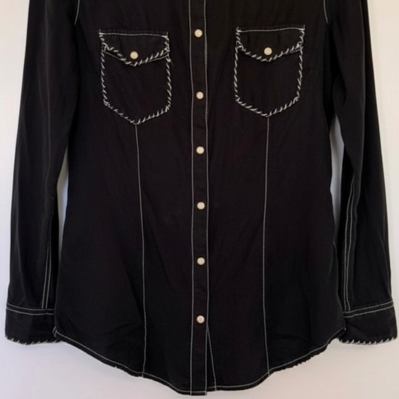 VTG Ryan Michael Western Long Sleeve Pearl Snap Button Woman SZ S Silk Blend - Picture 4 of 16